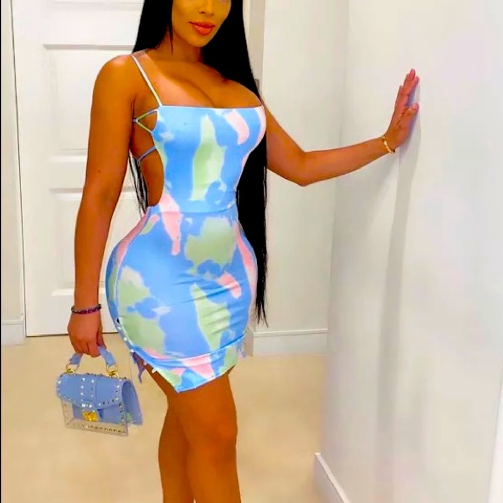 Women’s Multi Tie Dye Sexy Mini Dress
